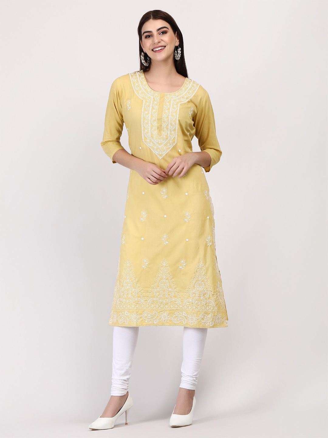 

ADAA JAIPUR Ethnic Motifs Embroidered Kurta, Yellow