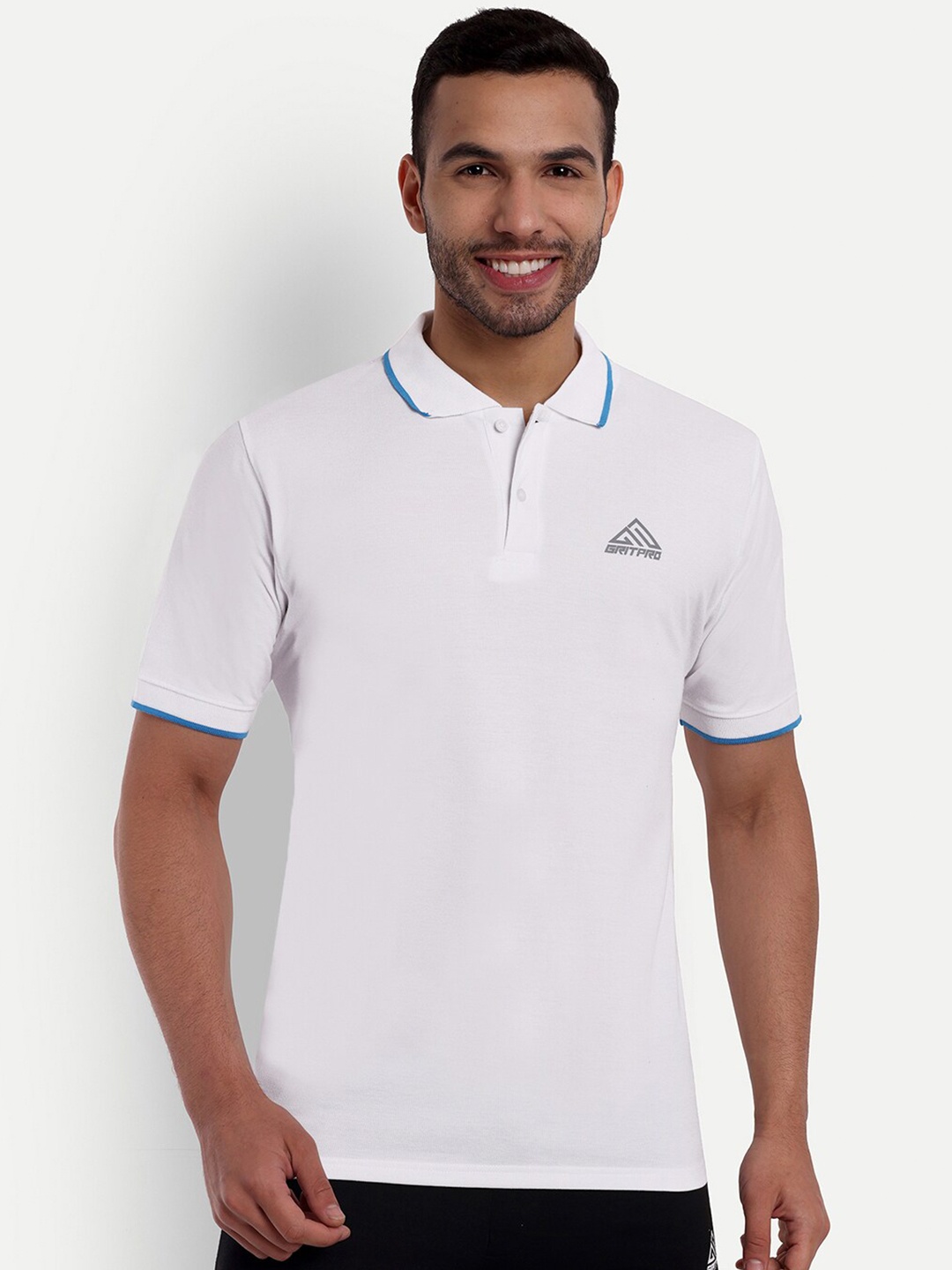 

GRITPRO Polo Collar Regular Fit Casual T-shirt, White