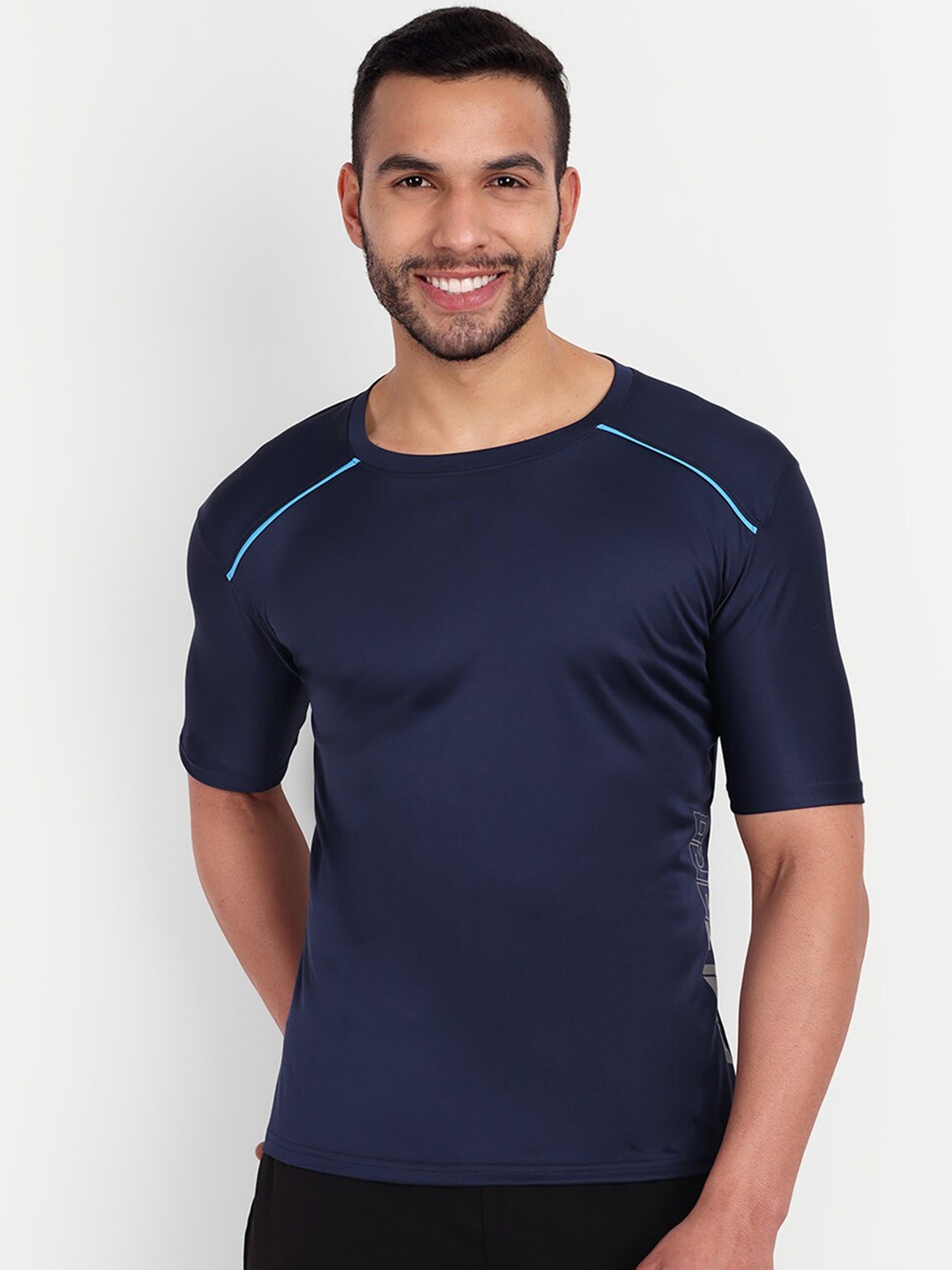 GRITPRO Round Neck Sports T-Shirt, Navy blue