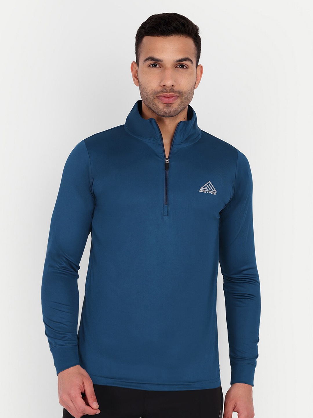 

GRITPRO High Neck Regular Fit T-Shirt, Blue