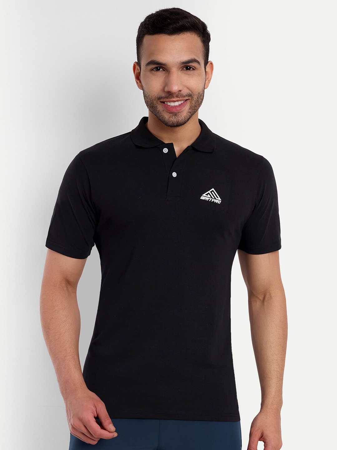 

GRITPRO Freelift Polo Collar Sports T-Shirt, Black