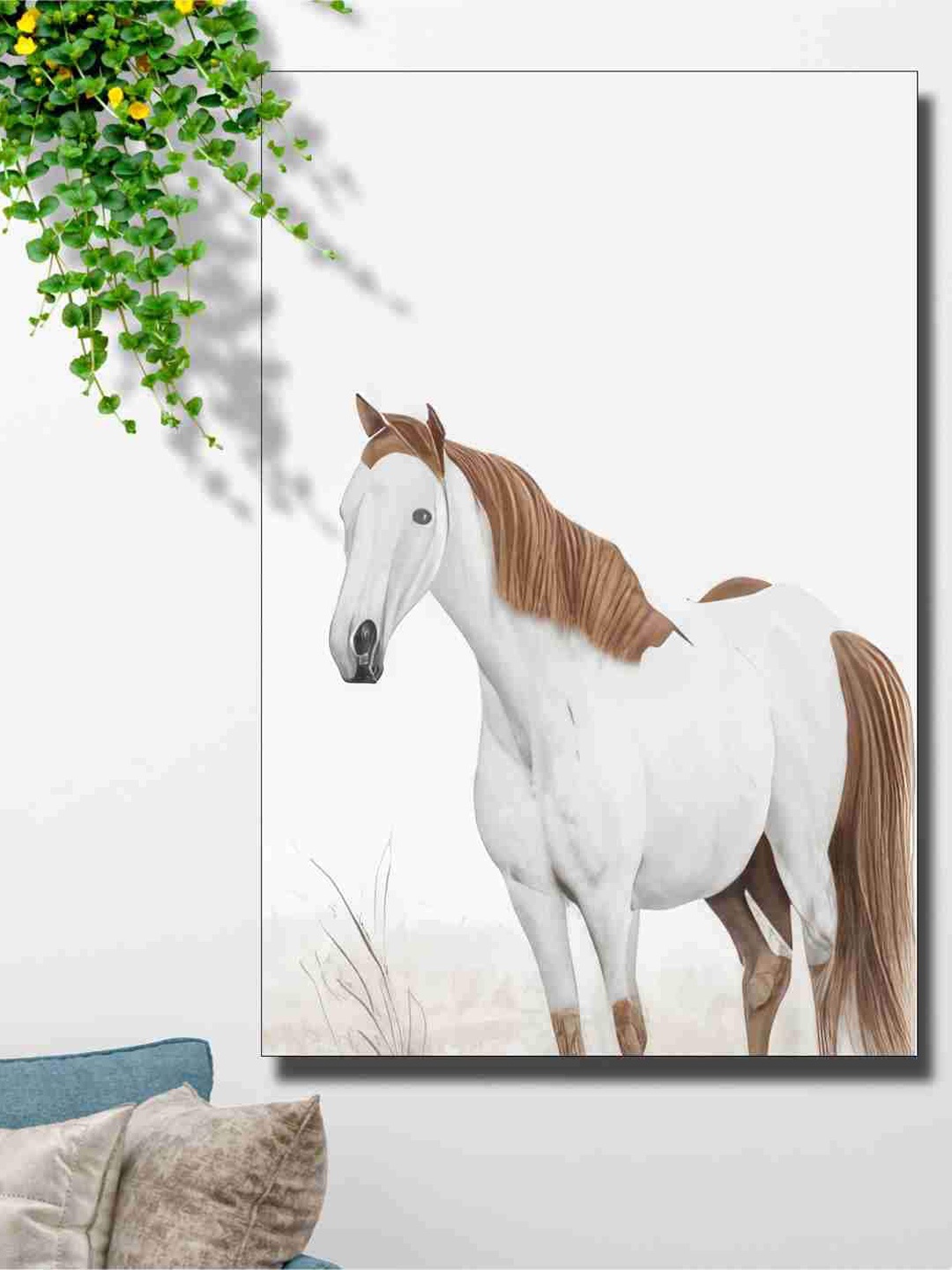 

SAF White & Brown Horse Painted Wall Art