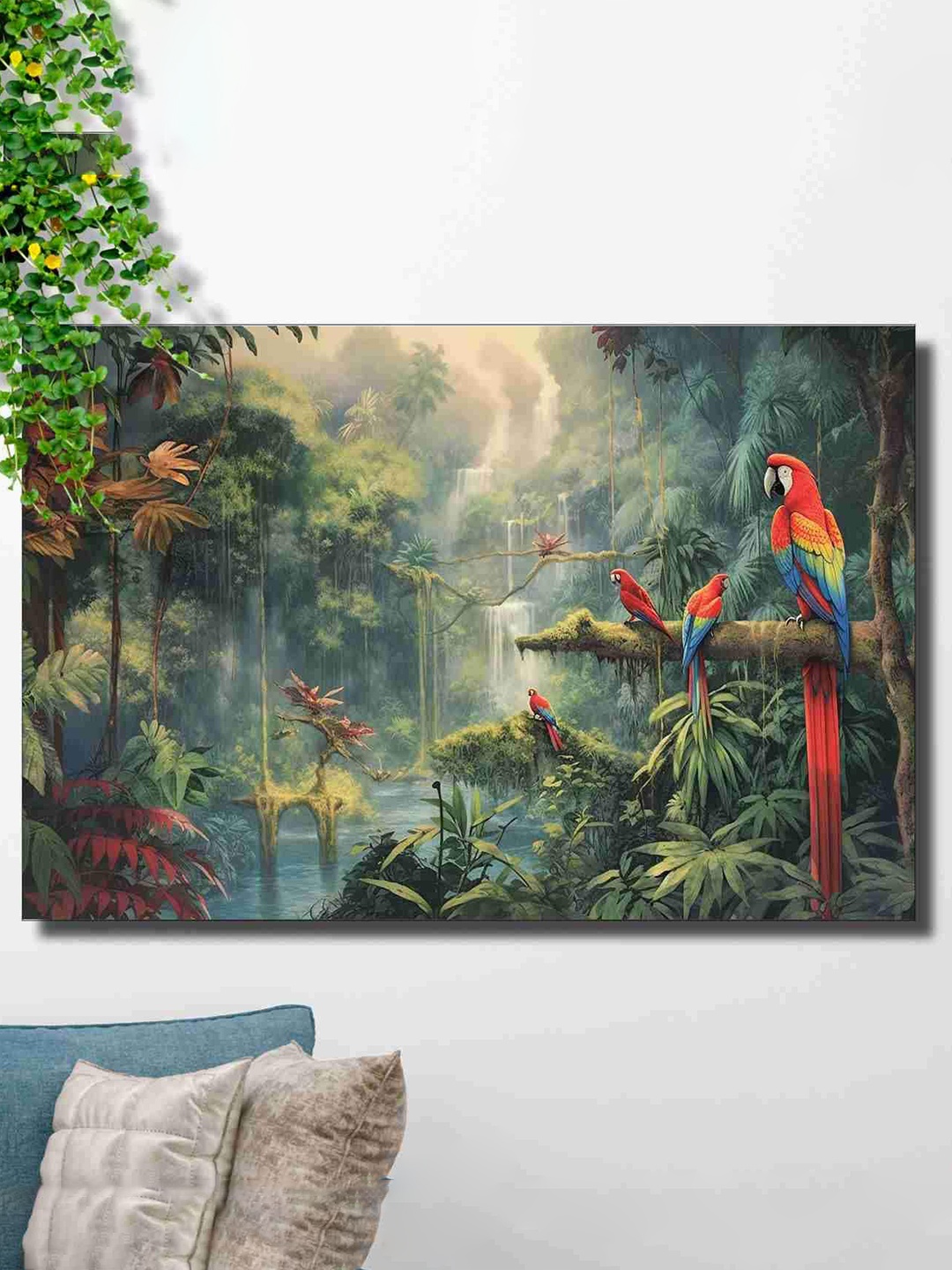 

SAF Green & Red Nature Theme Painted Wall Art