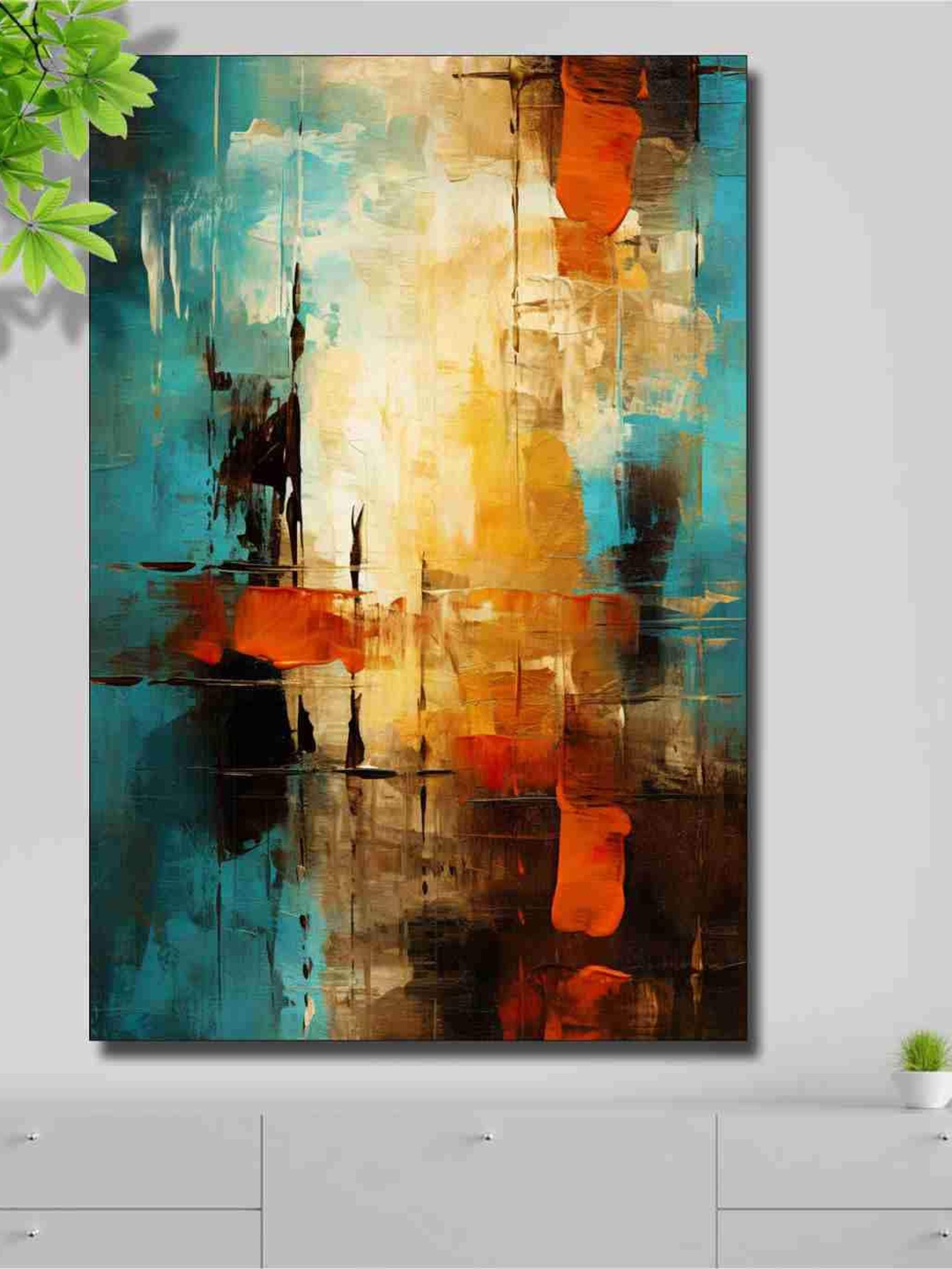 

SAF Green & Red Abstract Canvas Painting Wall Art