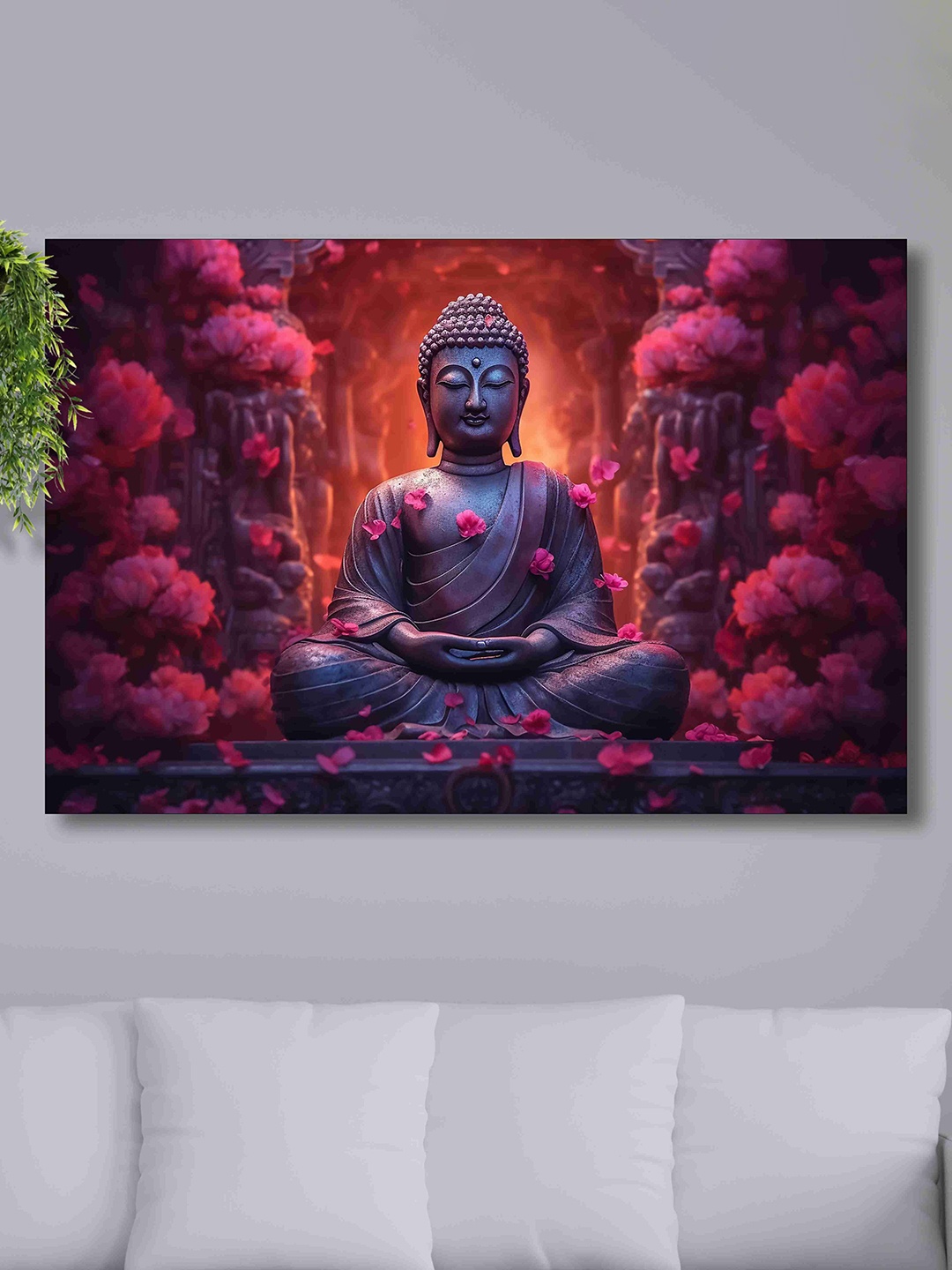 

SAF Metallic & Orange Lord Buddha Canvas Painting Wall Art