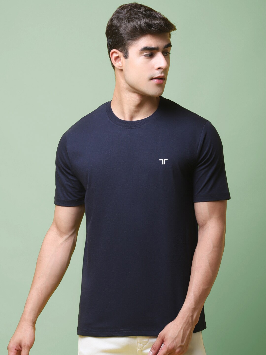 

tee projekt Round Neck Regular Fit Cotton T-Shirt, Black