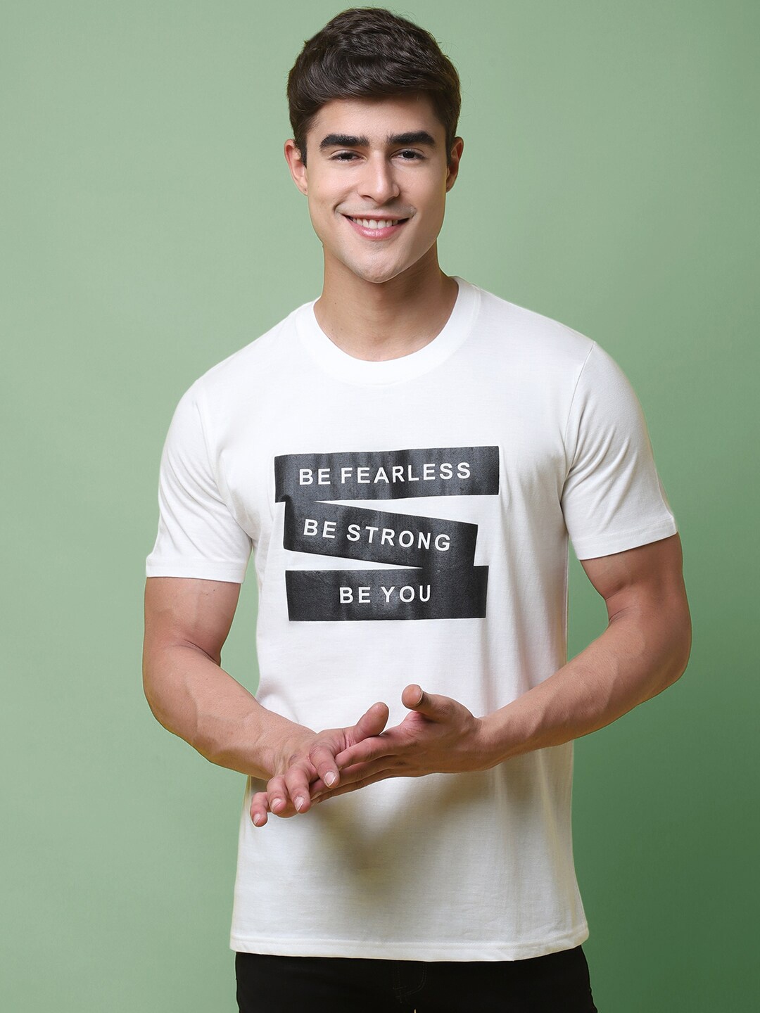 

tee projekt Typography Printed Regular Fit Cotton T-shirt, White