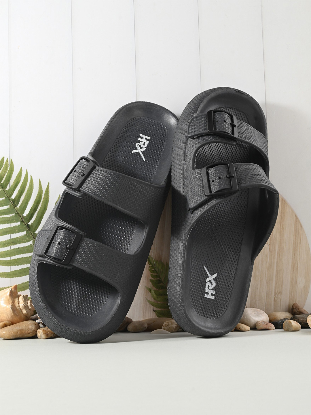 

HRX by Hrithik Roshan Men Grey Rubber Sliders