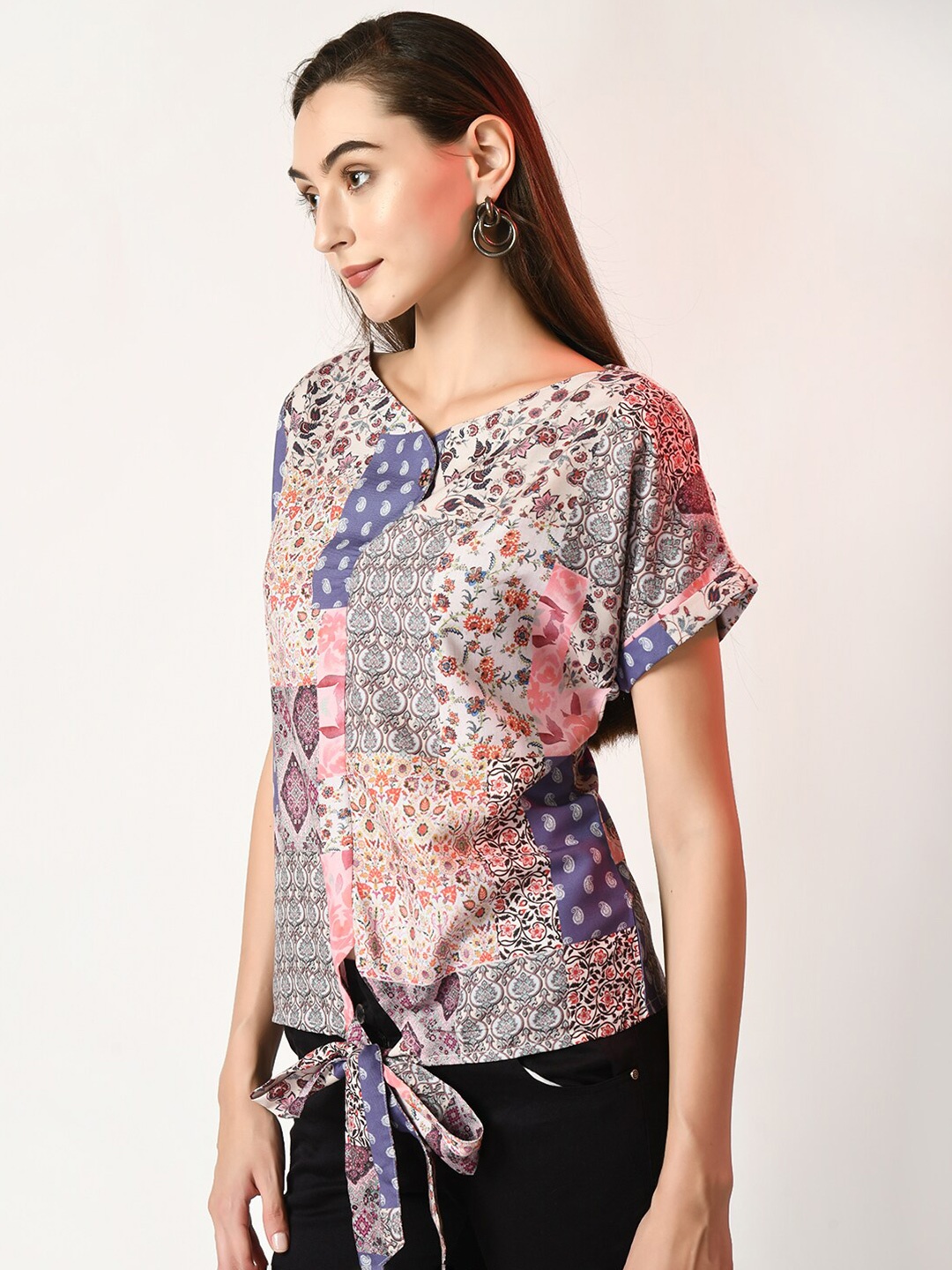 

DressBerry Ethnic Motifs Printed Top, Blue