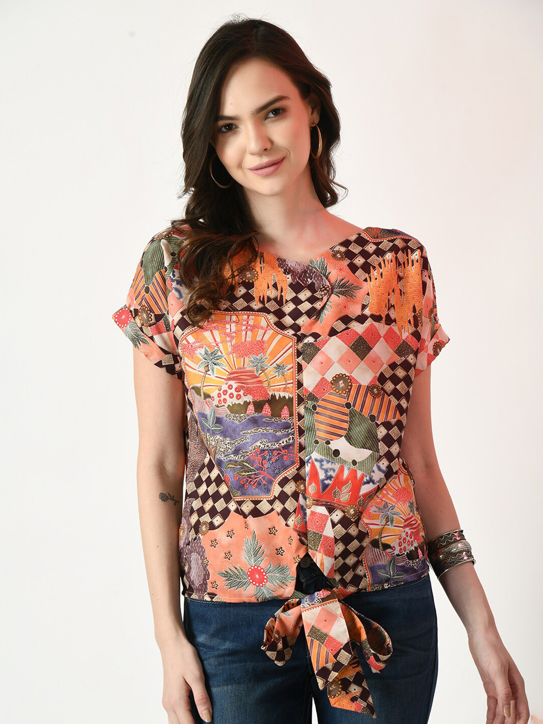 

DressBerry Print Extended Sleeves Top, Multi