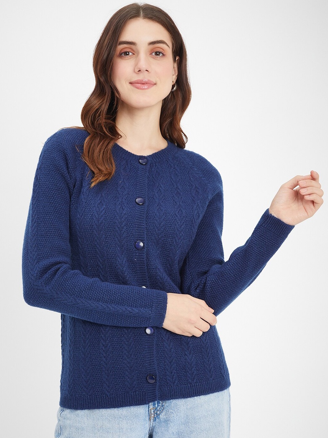 

Madame Women Cable Knit Cardigan, Navy blue