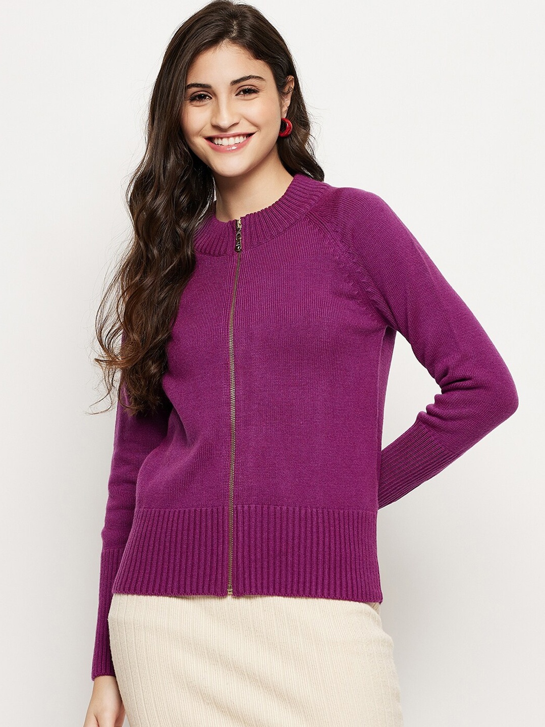 

Madame Cardigan With Zip Detail Detail, Purple