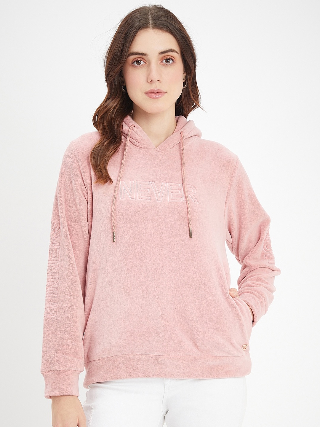 

Madame Hooded Long Sleeves Pullover Sweatshirt, Pink