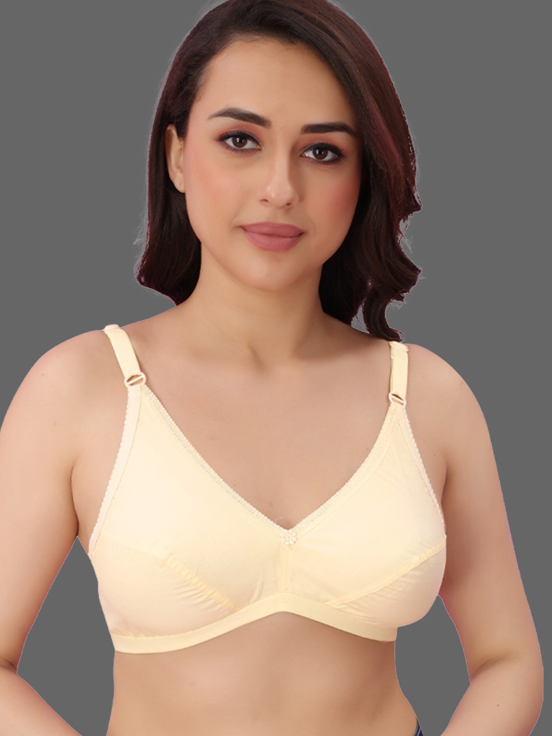 

N N ENTERPRISE Medium Coverage Lightly Padded Cotton Bra, Cream