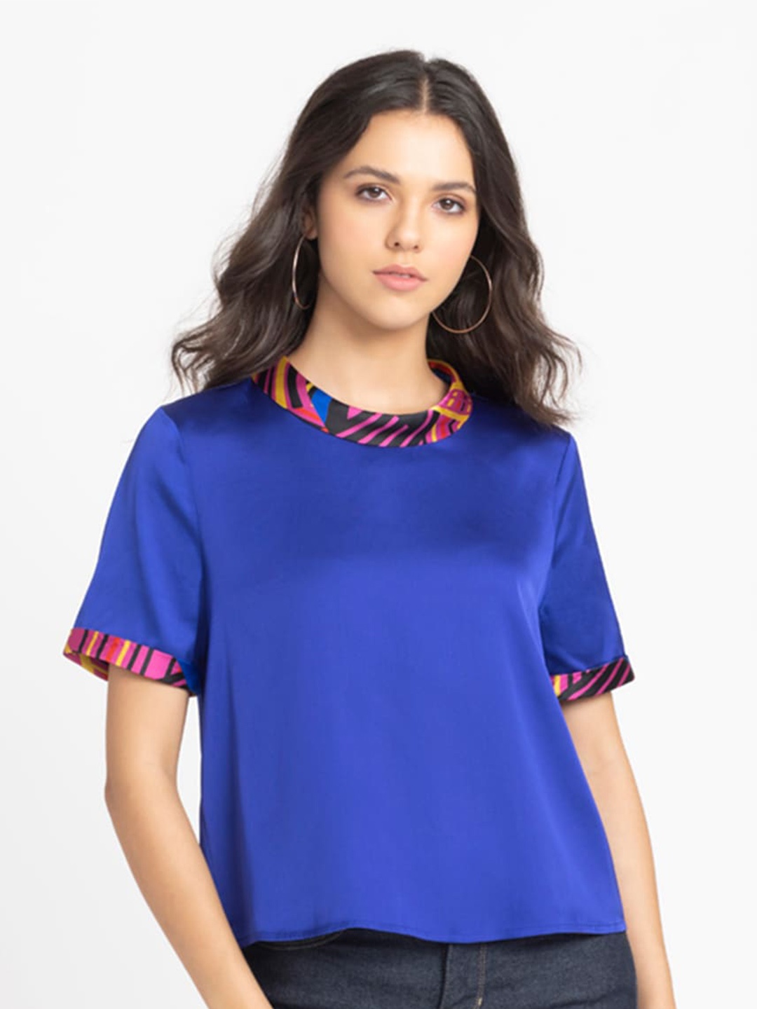 

SHAYE Round Neck Top, Blue