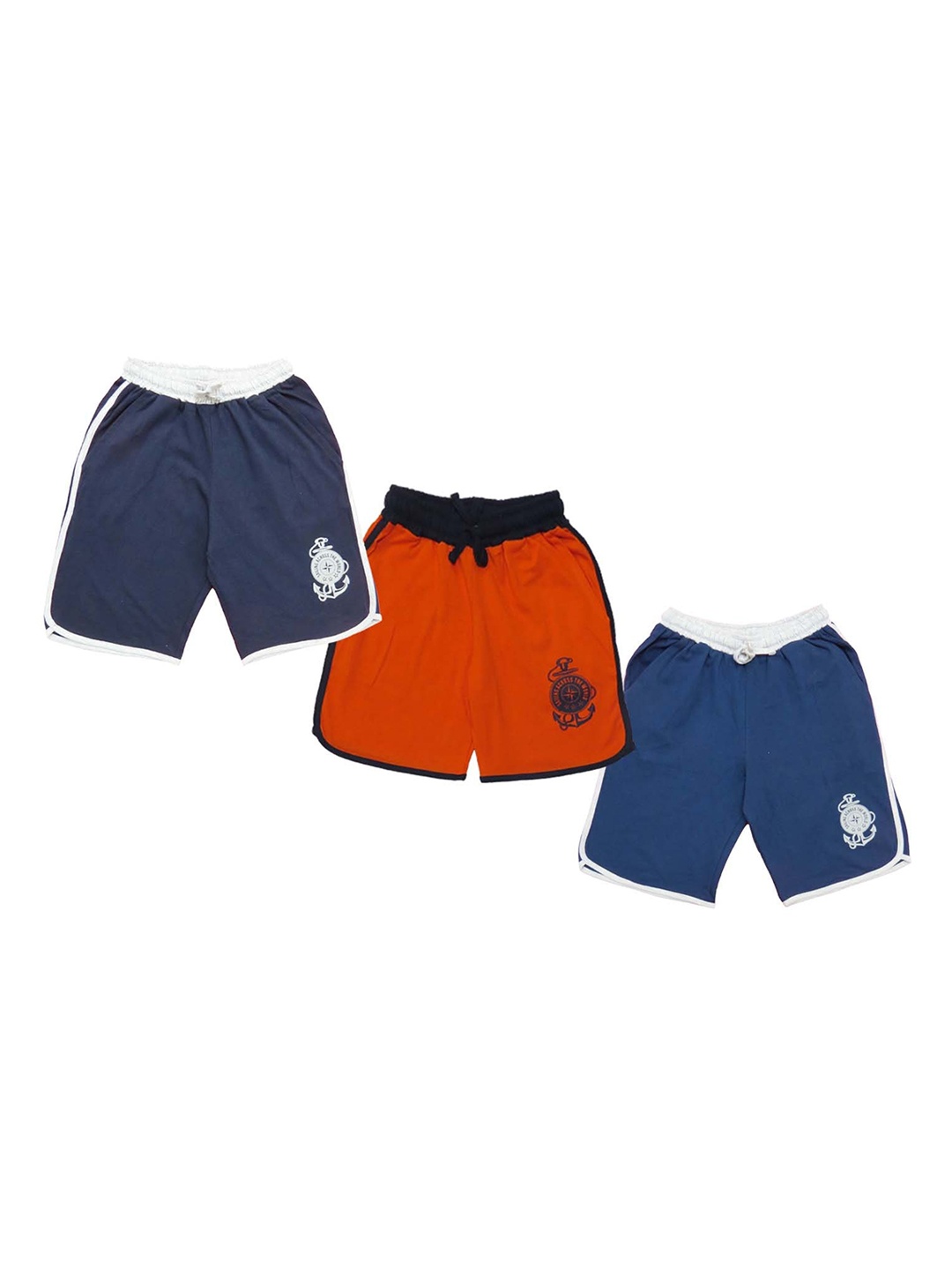 

Clothe Funn Boys Pack Of 3 Mid Rise Cotton Shorts, Blue