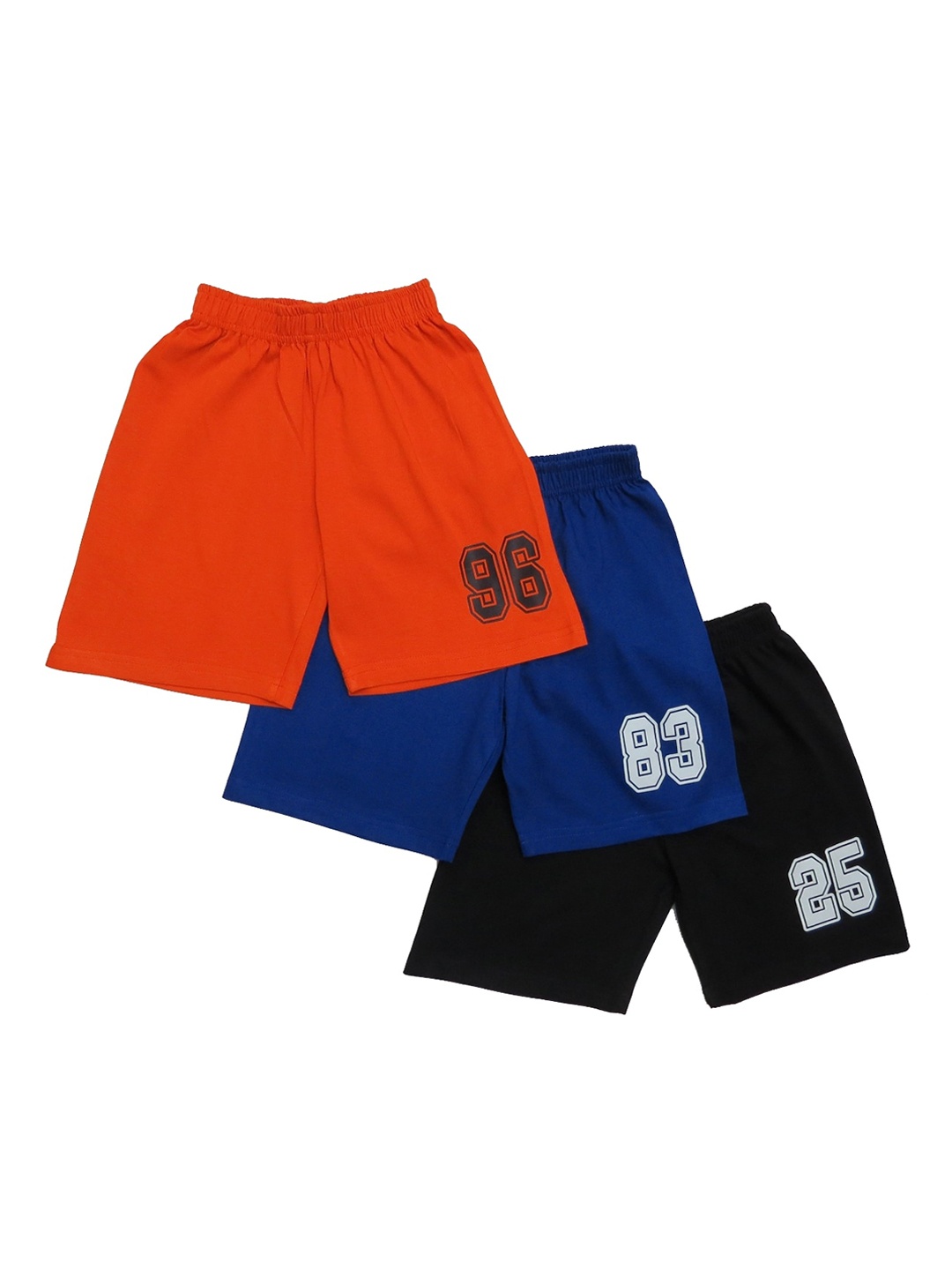 

Clothe Funn Boys Pack Of 3 Varsity Printed Cotton Shorts, Orange