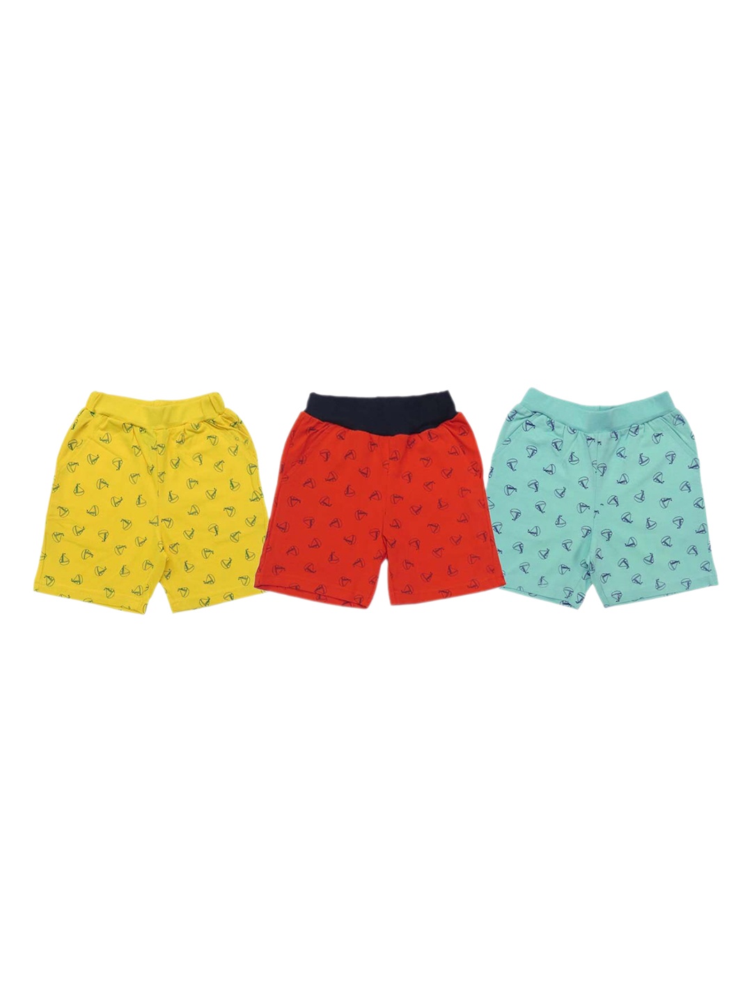 

Clothe Funn Boys Pack Of 3 Conversational Printed Cotton Shorts, Yellow