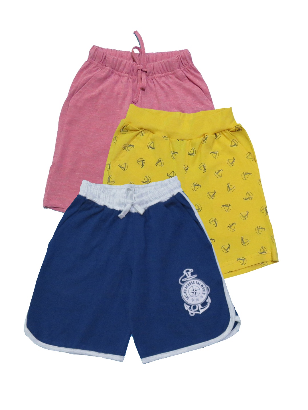 

Clothe Funn Boys Pack Of 3 Printed Running Shorts, Pink