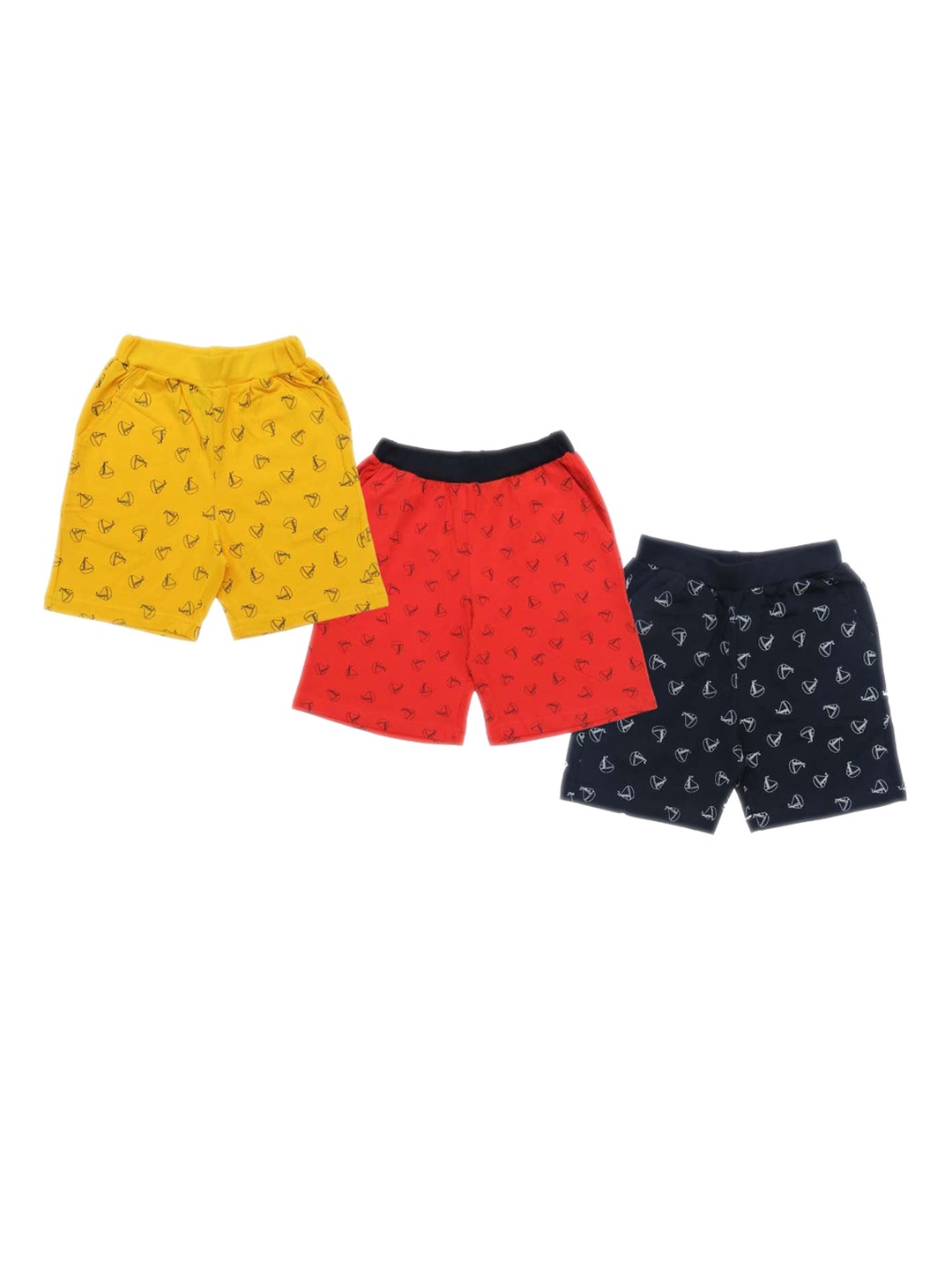 

Clothe Funn Boys Pack Of 3 Conversational Printed Regular Cotton Shorts, Yellow