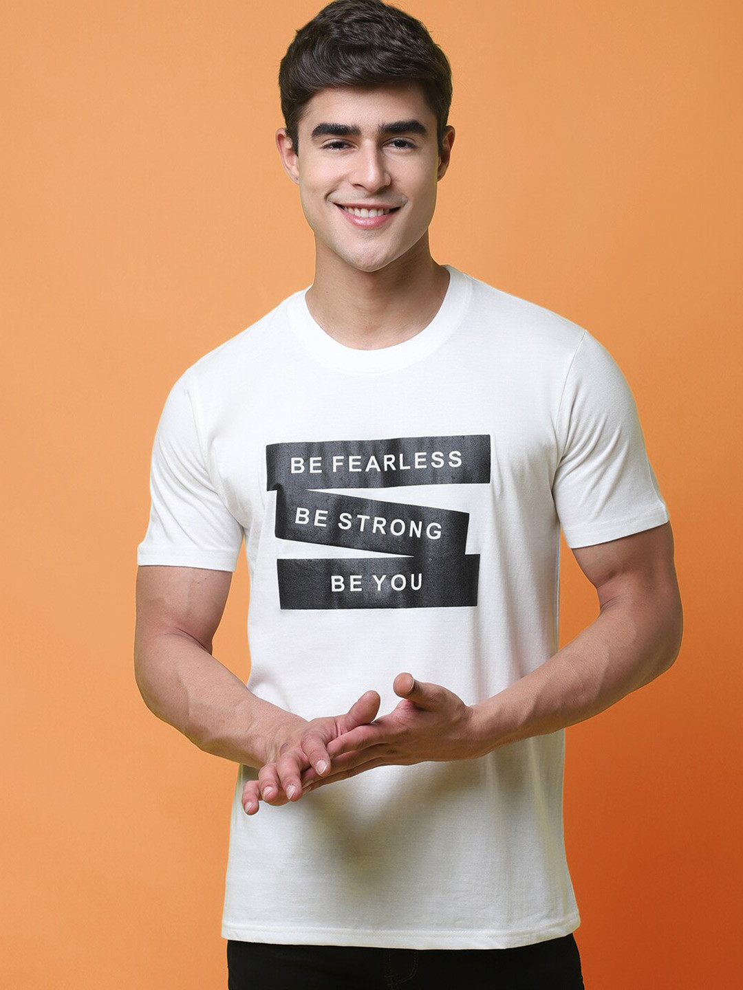 

tee projekt Typography Printed Regular Fit Cotton T-shirt, White