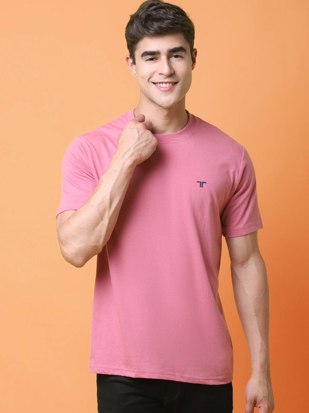 

tee projekt Round Neck Regular Fit Cotton T-Shirt, Pink