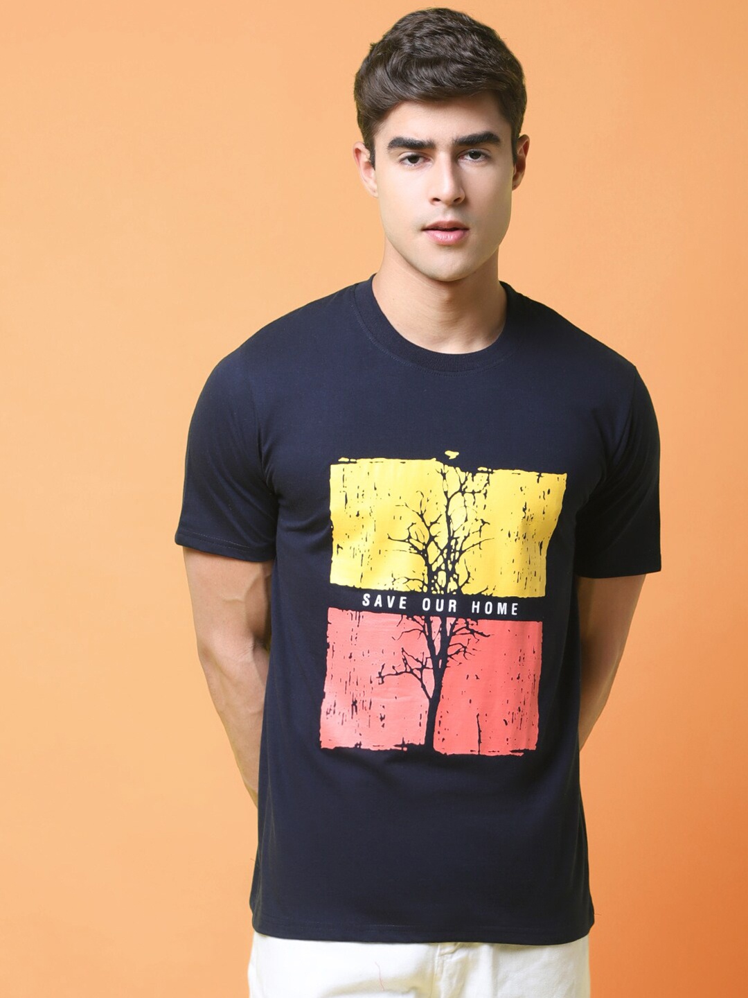 

tee projekt Graphic Printed Cotton Casual T-shirt, Blue