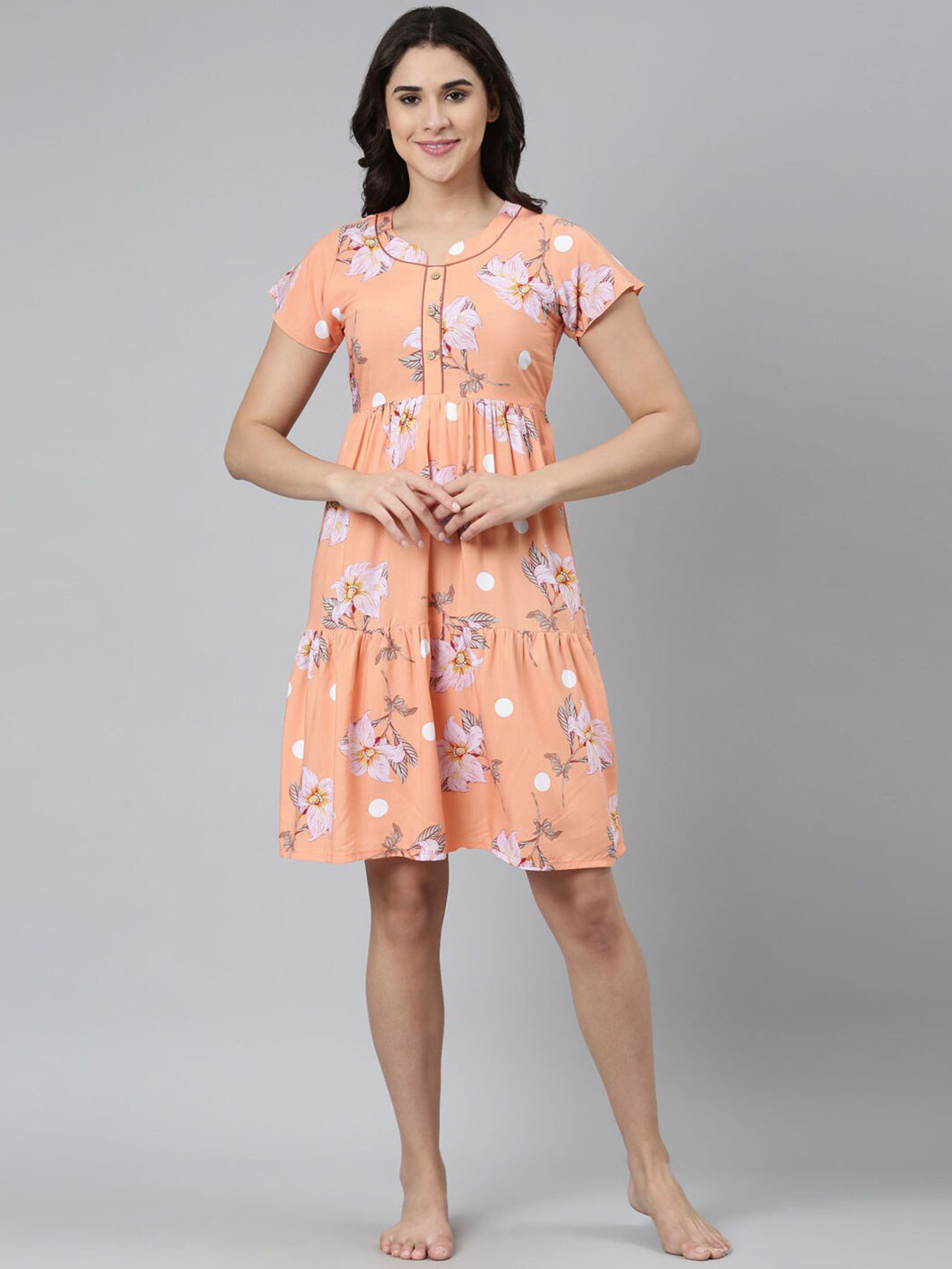 

GOLDSTROMS Floral Printed Nightdress, Peach