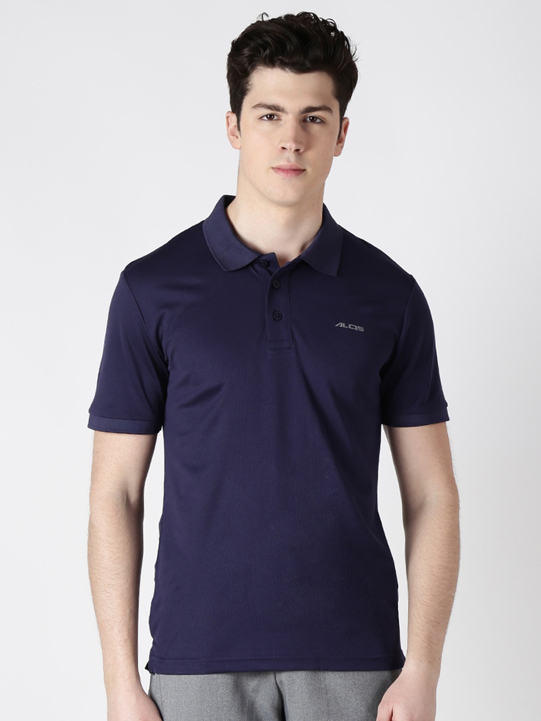 

Alcis Men Navy Blue Solid Polo Collar T-shirt