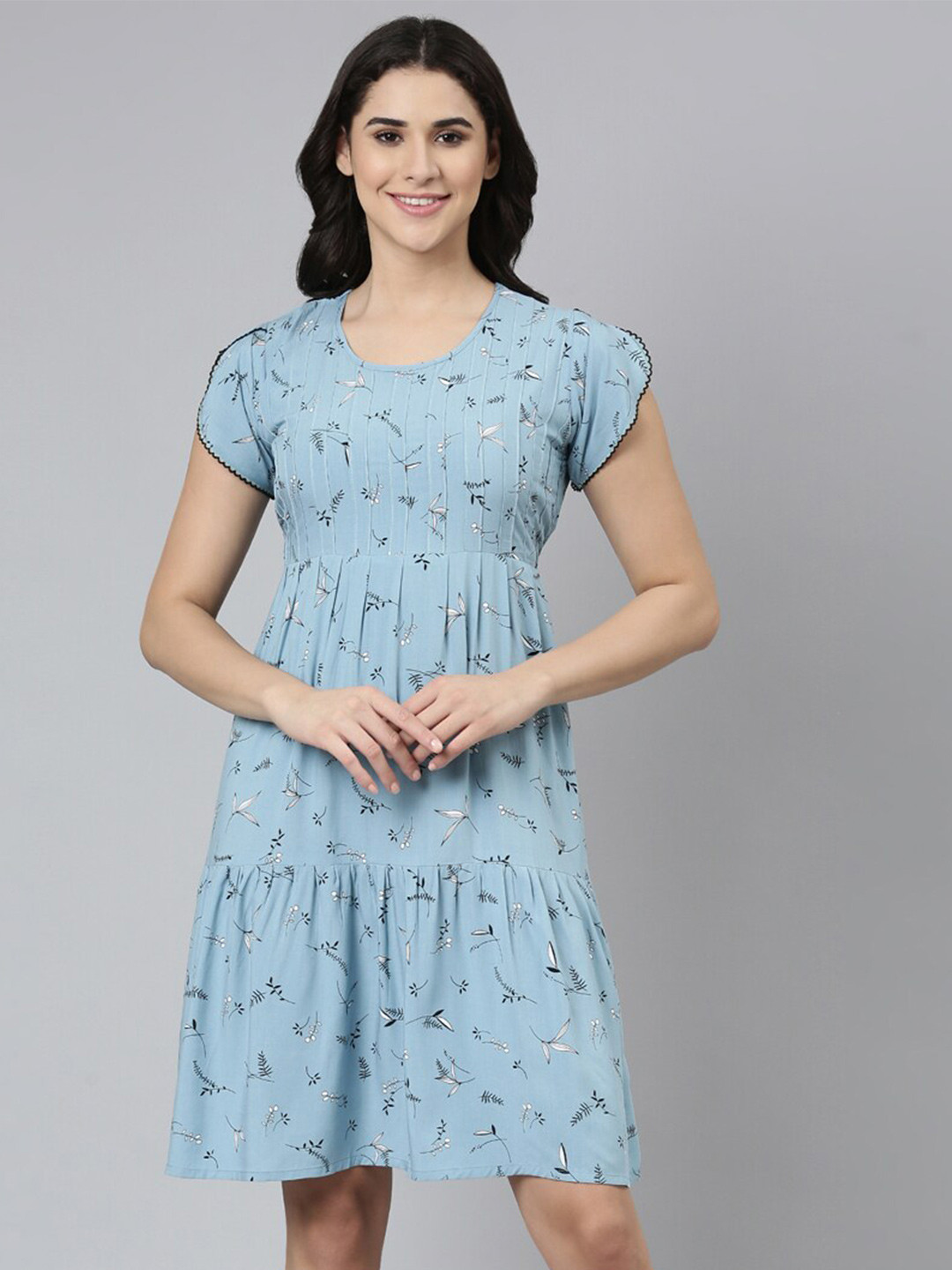 

GOLDSTROMS Floral Print Tiered Nightdress, Blue