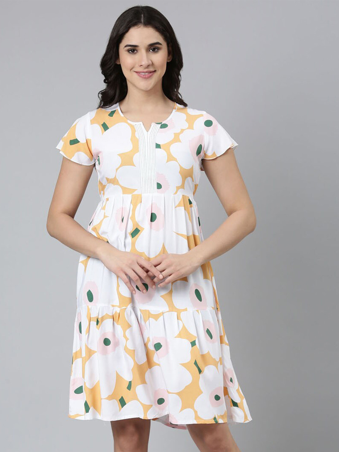 

GOLDSTROMS Floral Printed Night Dress, Yellow
