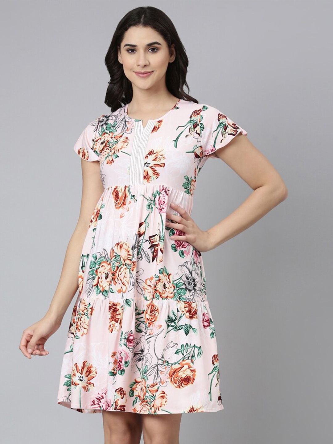 

GOLDSTROMS Floral Printed Night Dress, Peach