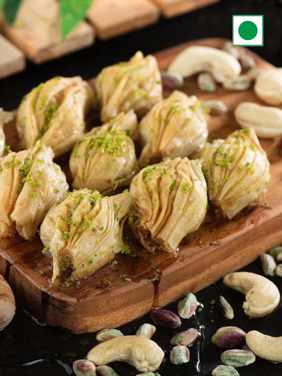 

The Baklava Box Pistachio Midye Baklava 500 gm, Cream