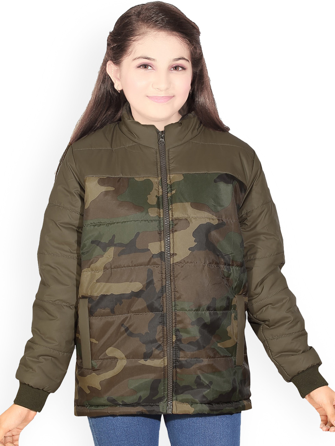 

BAESD Girls Camouflage Printed Padded Jacket, Green