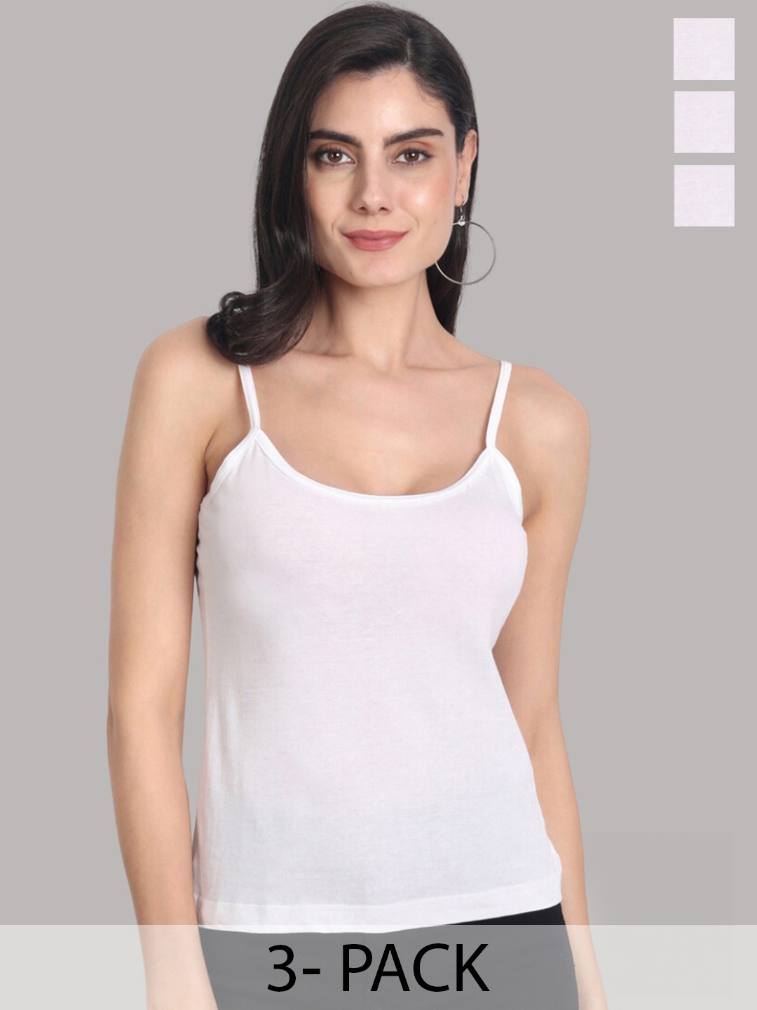 

Aimly Pack Of 3 Cotton Spaghetti Camisoles, White