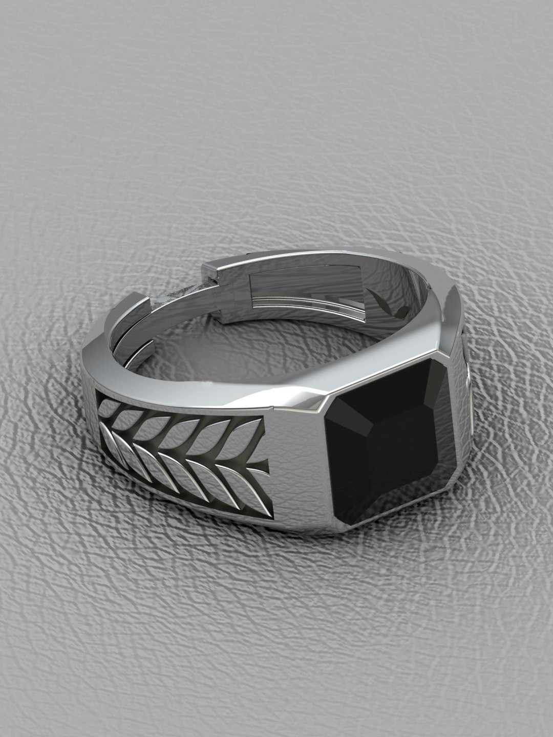 

Vitra Jewellery Men 925 Silver Rhodium-Plated Gemstone Studded Finger Ring