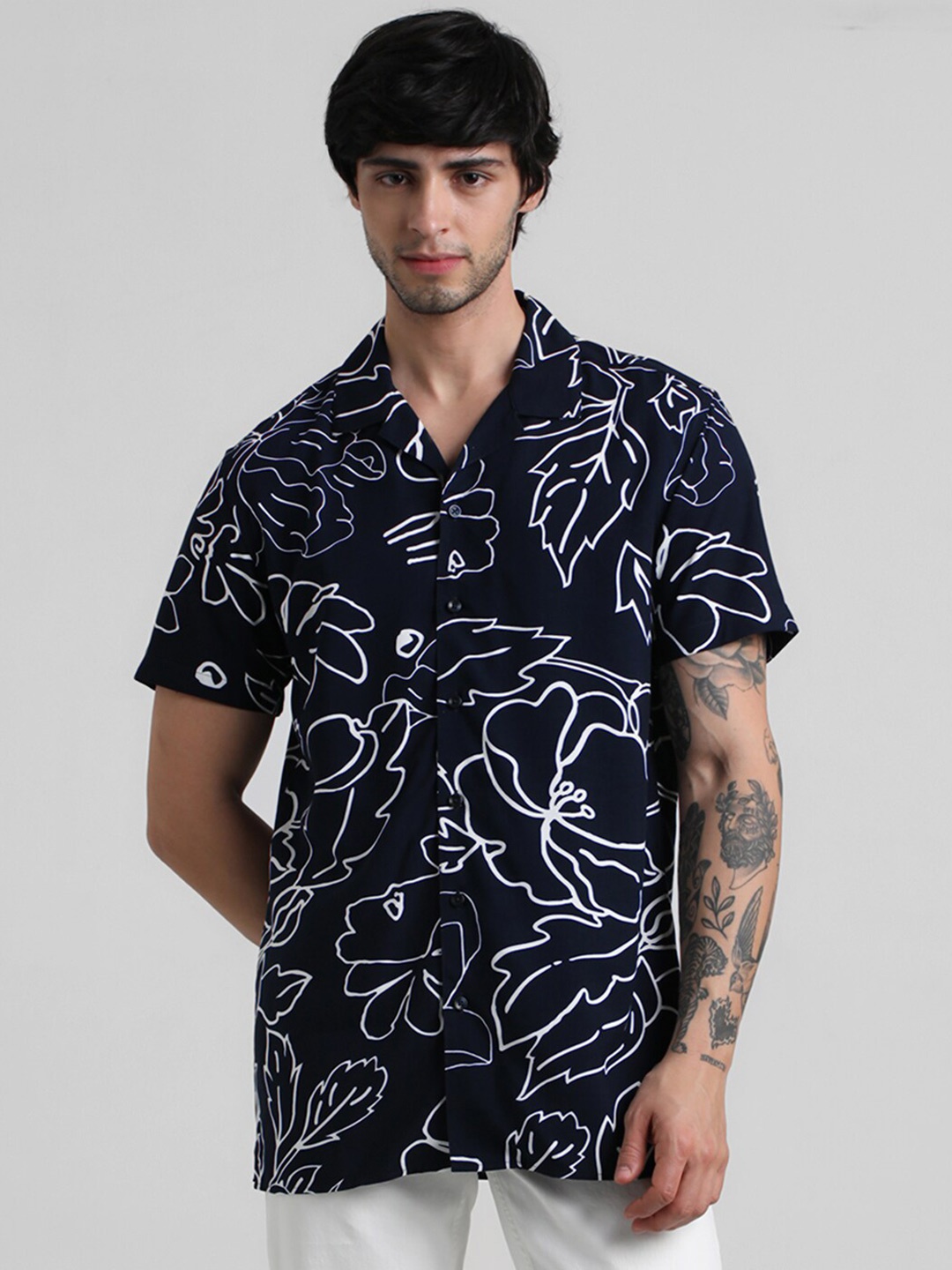 

Jack & Jones Slim Fit Opaque Printed Casual Shirt, Navy blue