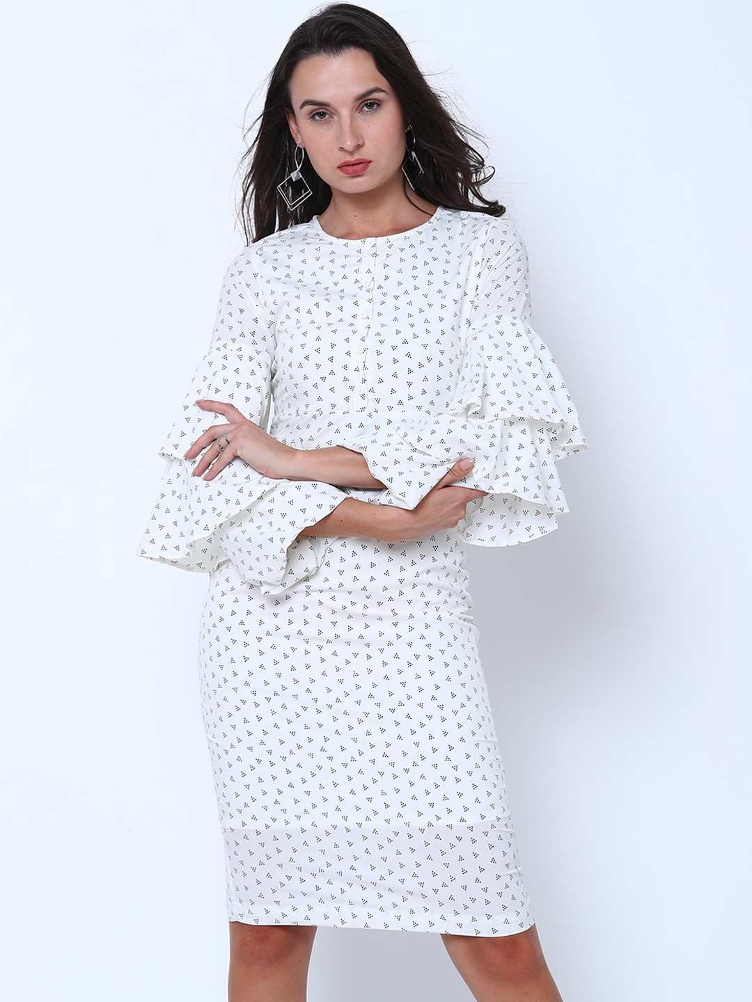 

Tokyo Talkies Women White & Black Printed Sheath Dress