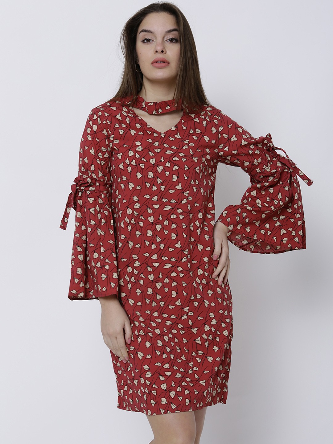 

Tokyo Talkies Women Red Printed A-Line Dress