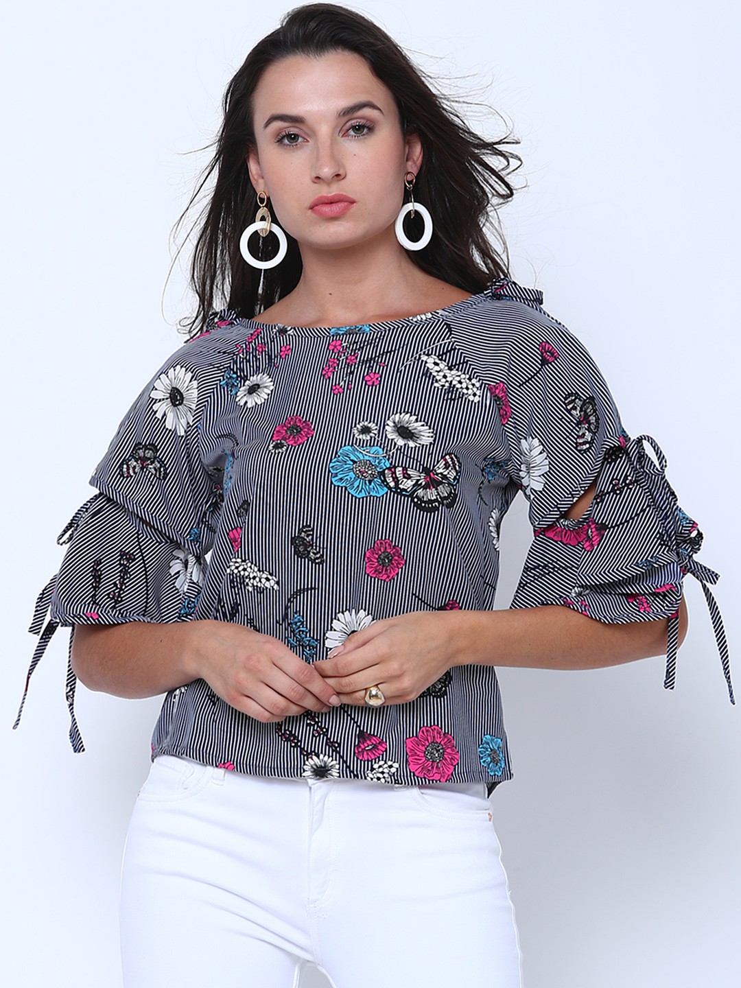 

Tokyo Talkies Women Navy Blue Printed A-Line Top