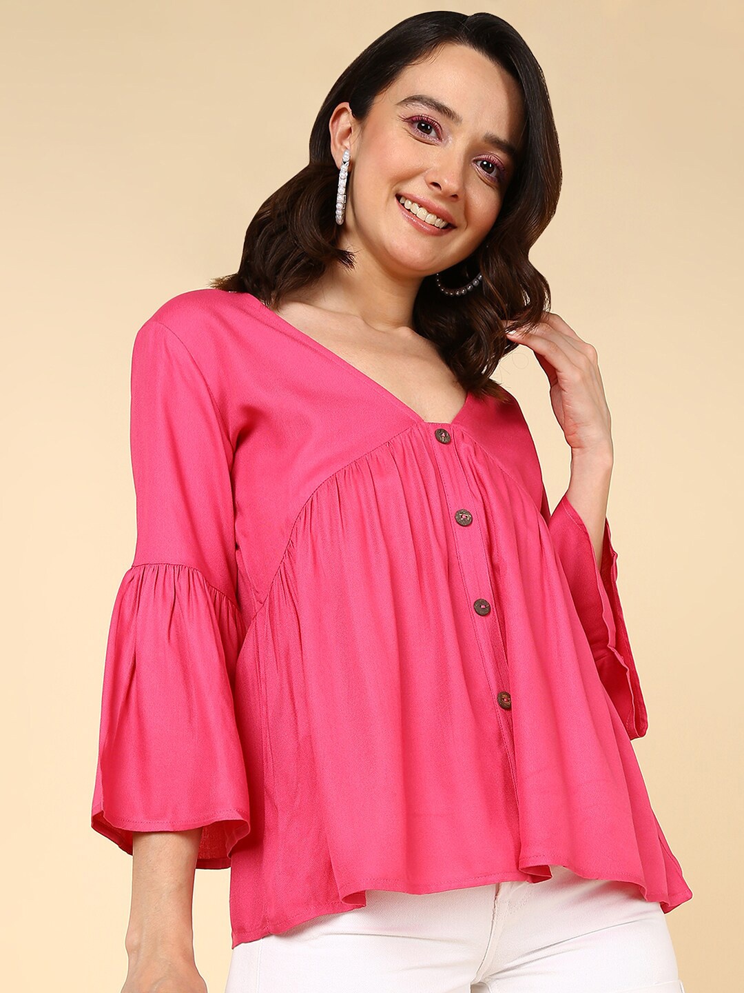 

HERE&NOW Bell Sleeve Top, Pink