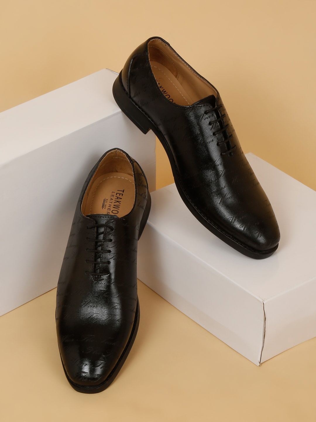 Teakwood Leathers Men Leather Formal Oxfords Shoes, Black