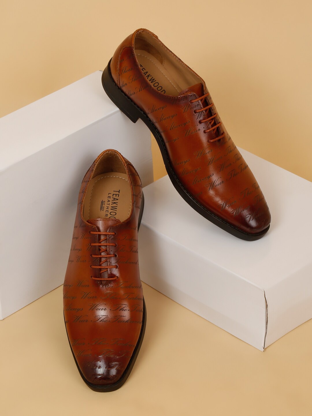 

Teakwood Leathers Men Leather Formal Oxfords Shoes, Brown