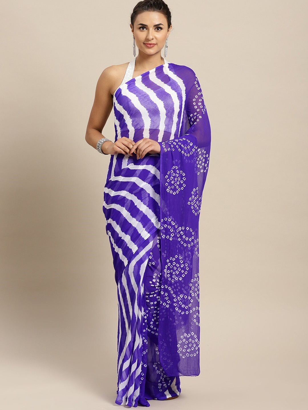 

Geroo Jaipur Bandhani Printed Saree, Purple