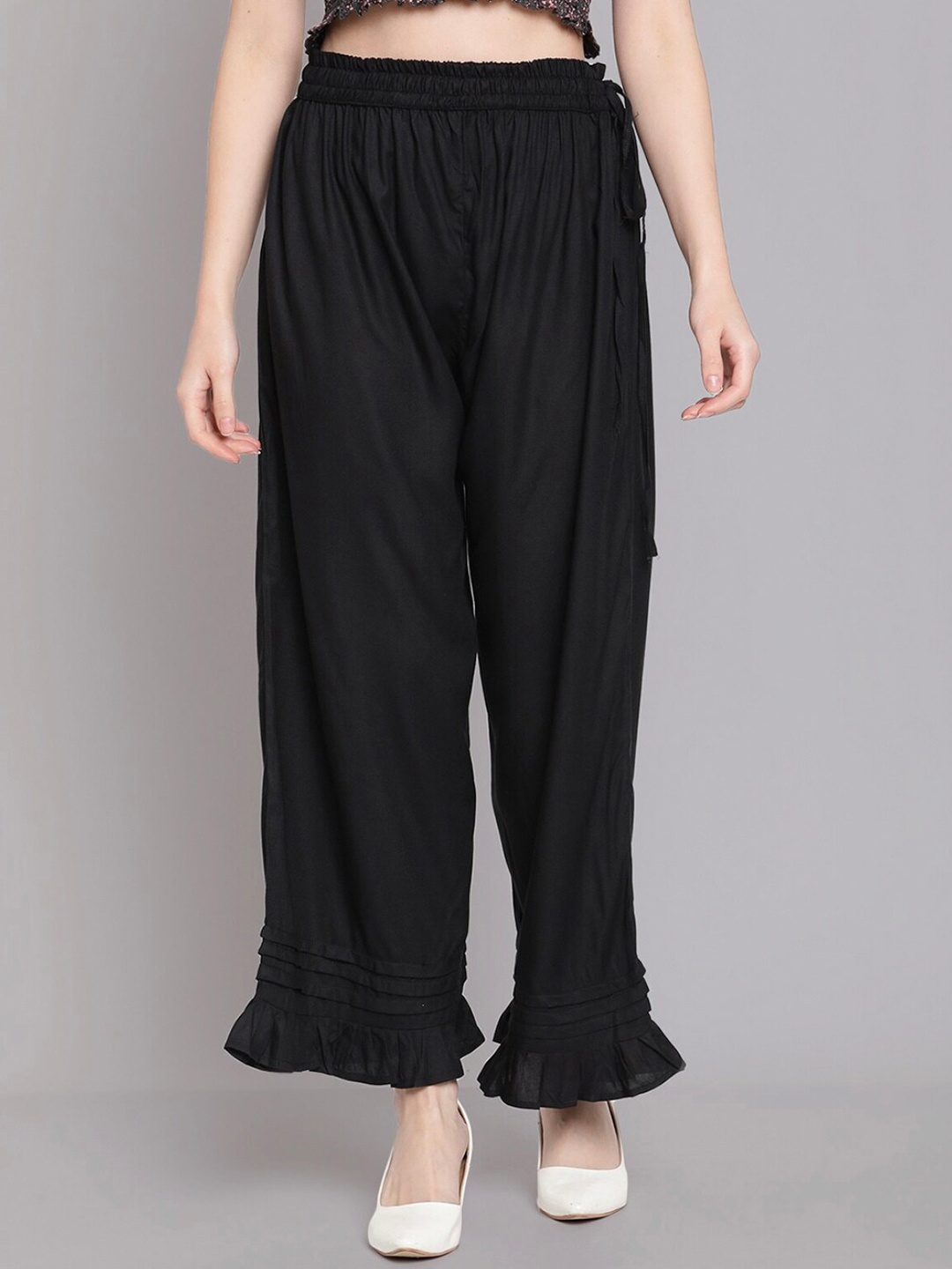 

BCZ Style Woven Wide Leg Palazzos, Black