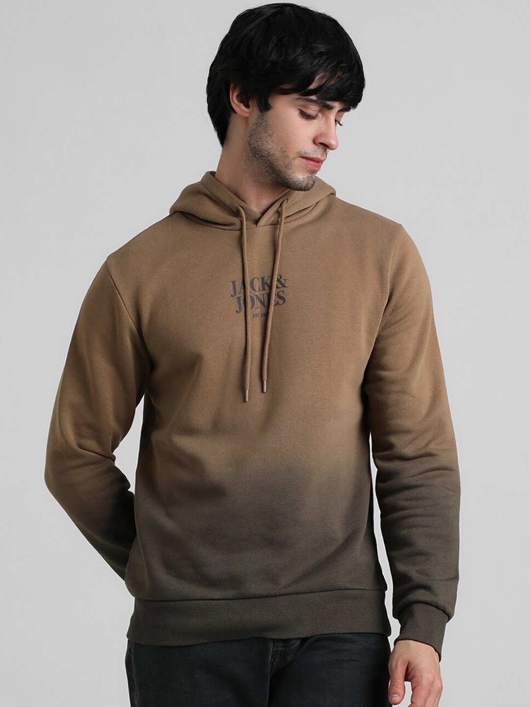 

Jack & Jones Typography Printed Hooded Sweatshirt, Brown