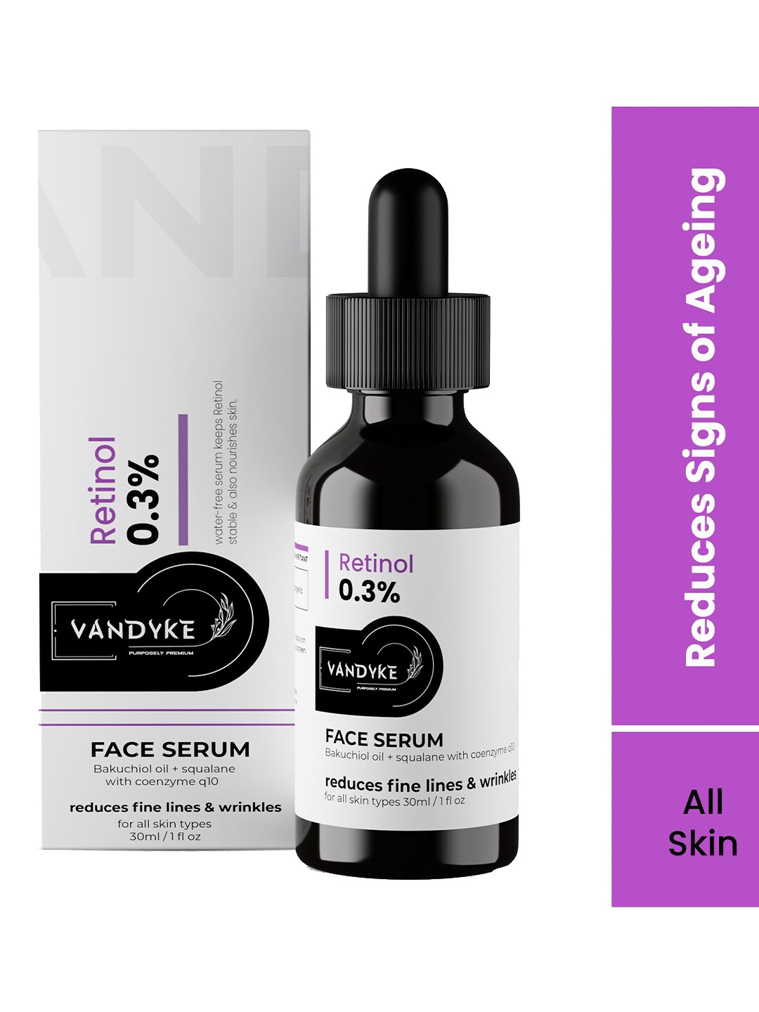 

VANDYKE 0.3% Retinol Face Serum For Anti Ageing - 30 ml, White