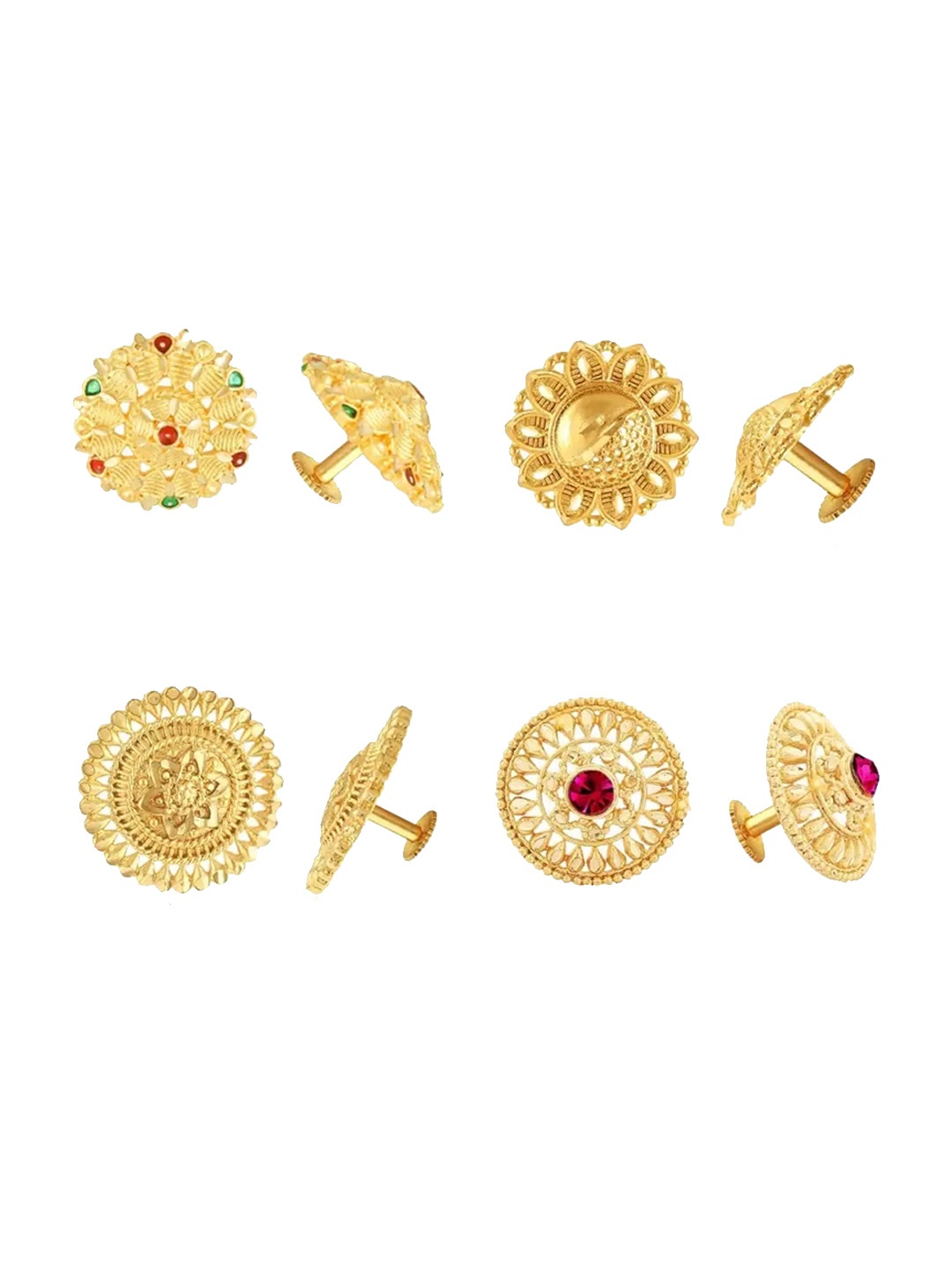 

Vighnaharta Set Of 4 Gold-Plated Stud Earrings