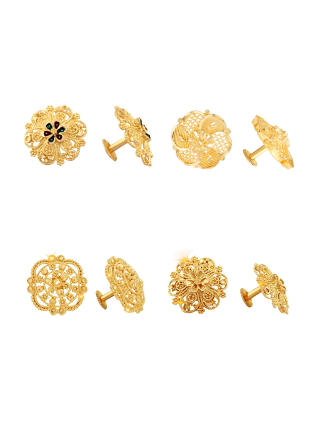 

Vighnaharta Set Of 4 Gold-Toned Circular Shaped Studs Earrings