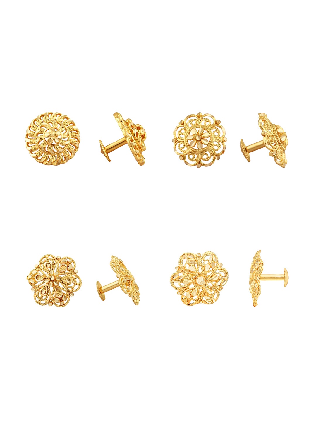 

Vighnaharta Set of 4 Gold-Plated Studs Earrings